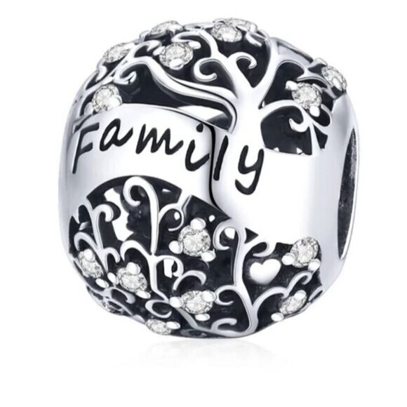 925 Sterling Silver Family Tree Charm - Picture 1 of 8